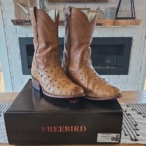 Freebird Men's Tan Ostrich Western Boots